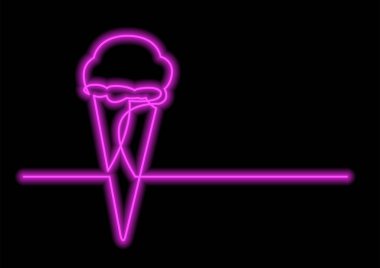 izole vektör nesnesinin - dondurma külahı neon vektör etkisi ile bir çizgi çizme