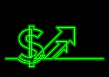 izole vektör nesnesinin - dolar işareti neon vektör efektli ok ile bir çizgi çizme