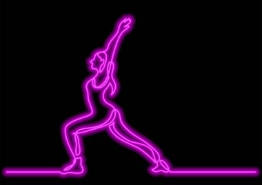 neon vektör etkisi yoga yapıyordum kadının bir çizgi çizme