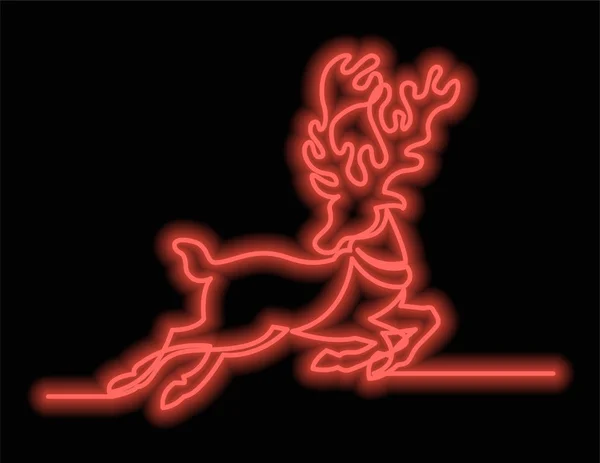 ネオン ベクトル効果と Rednosed のトナカイの連続線の描画 — ストックベクタ