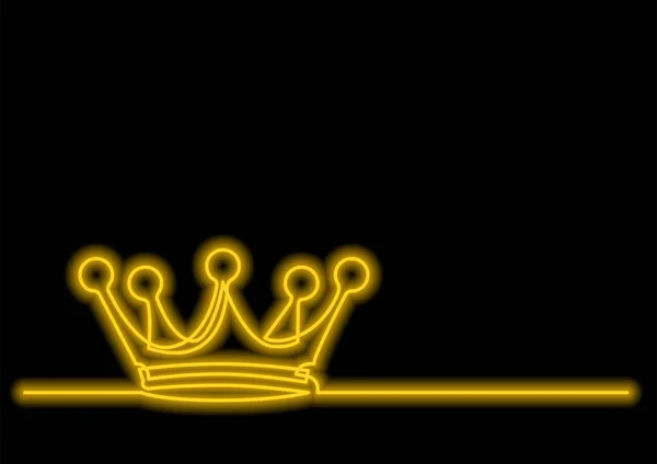 分離ベクトル オブジェクト ネオン ベクトル効果が付いている王冠の つの線の描画 — ストックベクタ