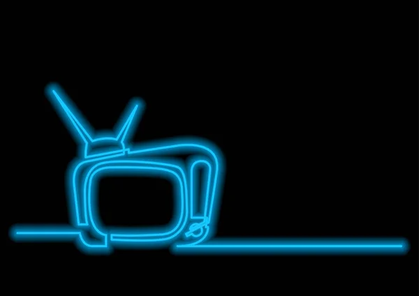 レトロなネオン ベクトル効果テレビの連続線の描画 — ストックベクタ