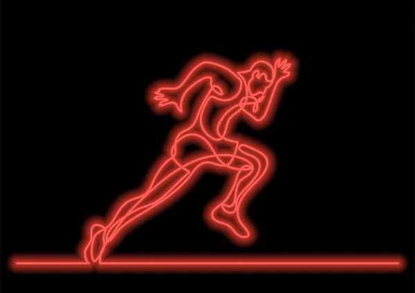 Een Lijntekening Van Atleet Snel Met Neon Vector Effect — Stockvector