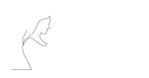 女性阅读书籍连续线条绘制的自画线动画 — 图库视频影像