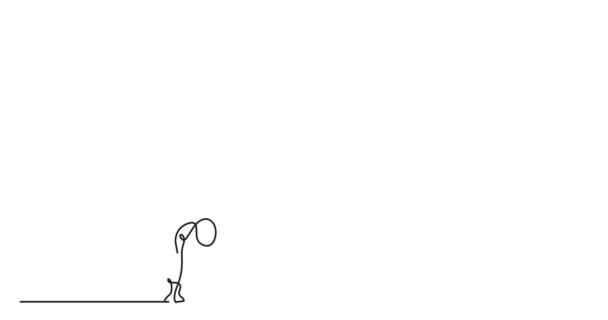 Animation d'un dessin de ligne de couple faisant handstand — Video