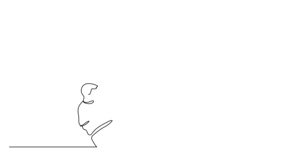 Self Drawing Line Animation Continuous Black Line White Background — Stock Video