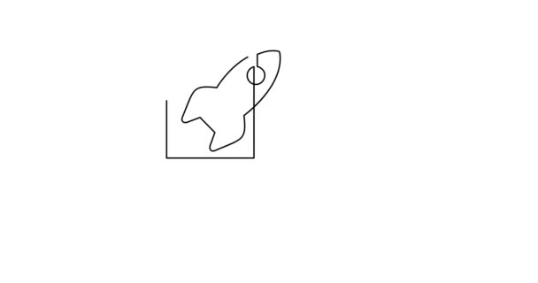Саморисование Линии Анимации Непрерывной Черной Линии Белом Фоне — стоковое видео