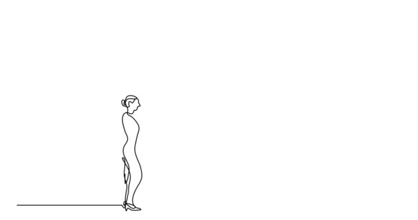 Автоматична Анімація Лінії Малювання Безперервної Чорної Лінії Білому Тлі — стокове відео