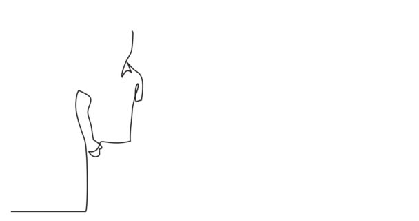 Animação de autodesenho de desenho de linha contínua de equipe que está no escritório — Vídeo de Stock
