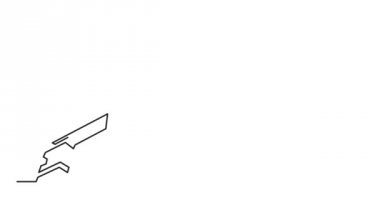 Kendini sürekli siyah çizgi çizgi animasyon beyaz arka plan üzerinde çizim