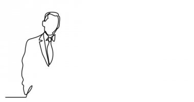 Kendini sürekli siyah çizgi çizgi animasyon beyaz arka plan üzerinde çizim