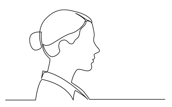 Dessin Ligne Continue Isolé Sur Fond Blanc Portrait Profil Femme — Image vectorielle