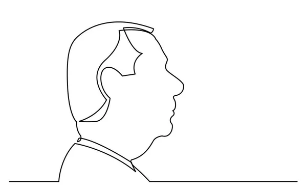 Desenho Linha Contínua Isolado Perfil Fundo Branco Retrato Homem — Vetor de Stock