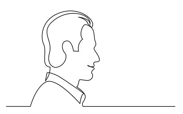 Beyaz Arka Plan Profil Sırıtan Adam Portresi Üzerinde Izole Sürekli — Stok Vektör