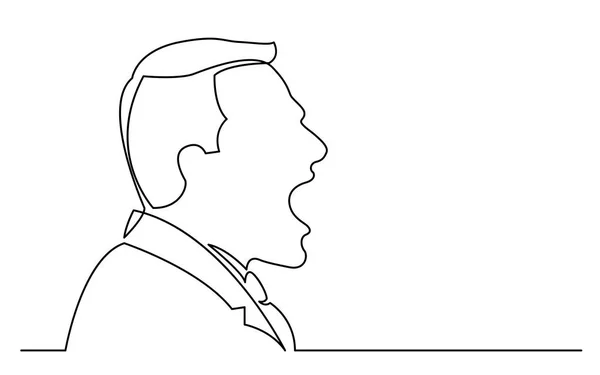 Безперервний Малюнок Лінії Ізольований Білому Фоні Портрет Кричущого Бізнесмена — стоковий вектор