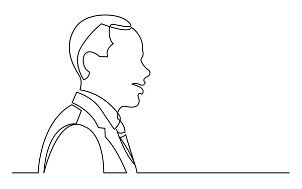 Dibujo Línea Continua Aislado Sobre Perfil Fondo Blanco Retrato Hombre — Vector de stock