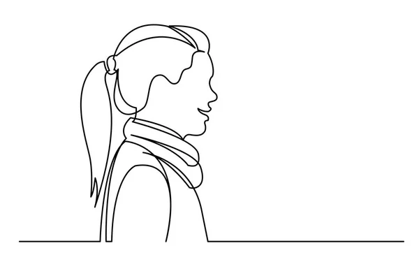Безперервний Малюнок Лінії Ізольований Білому Фоні Портрет Жінки Шарфі — стоковий вектор