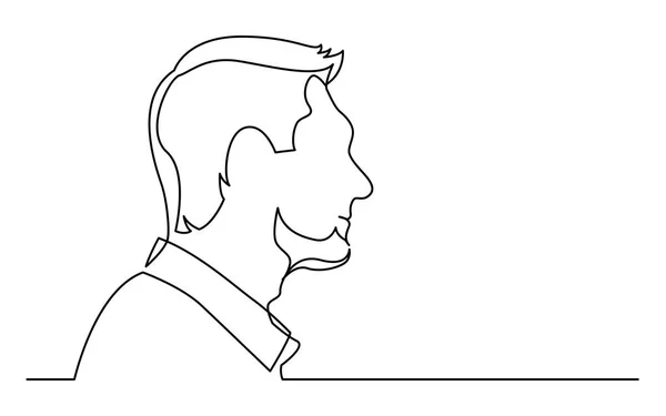 Dibujo Línea Continua Aislado Sobre Perfil Fondo Blanco Retrato Hombre — Vector de stock