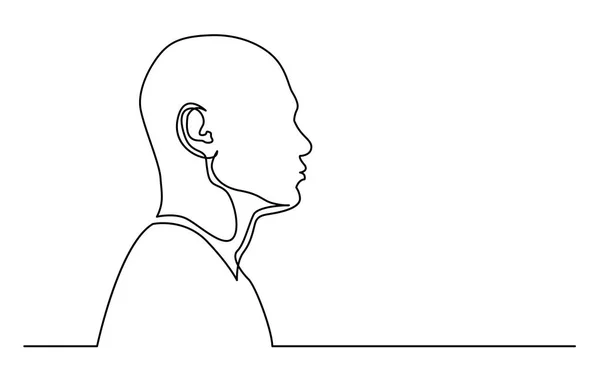 Desenho Linha Contínua Isolado Perfil Fundo Branco Retrato Homem Com — Vetor de Stock