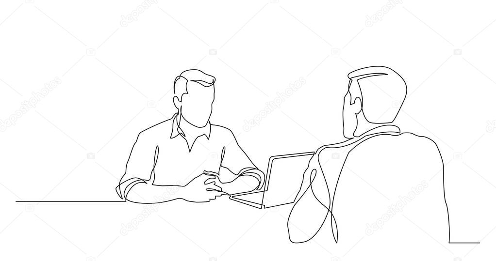 business colleagues meeting - one line drawing