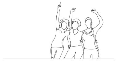 kazanan olarak birlikte duran Afrikalı-Amerikalı kadın aktivistler in ekibi - bir satır çizim