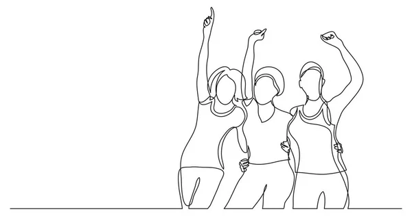 Equipo Mujeres Activistas Afroamericanas Pie Juntas Como Ganadoras Dibujo Una — Vector de stock