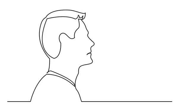 Dessin Ligne Continue Isolé Sur Fond Blanc Portrait Profil Homme — Image vectorielle