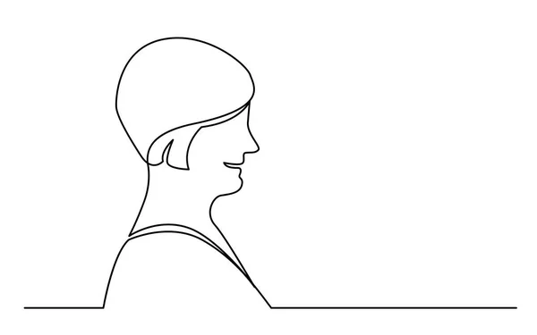 Linea Continua Disegno Isolato Sfondo Bianco Profilo Ritratto Donna Anziana — Vettoriale Stock
