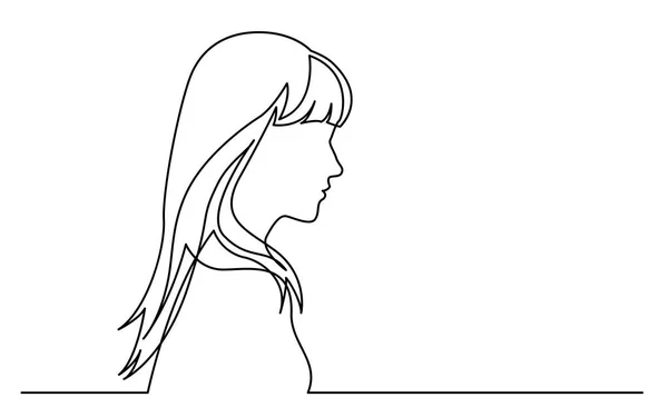 Dibujo Línea Continua Aislado Sobre Perfil Fondo Blanco Retrato Mujer — Vector de stock