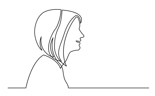 Dessin Ligne Continue Portrait Isolé Sur Fond Blanc Femme Parlant — Image vectorielle