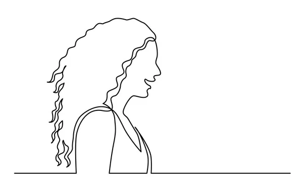 Dessin Ligne Continue Isolé Sur Fond Blanc Portrait Profil Femme — Image vectorielle