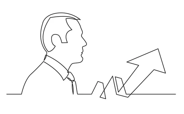 Business Man Thinking Business Grouth Continuous Line Drawing — стоковый вектор