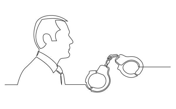 Homme Affaires Penser Peine Prison Criminelle Crime Dessin Ligne Continue — Image vectorielle