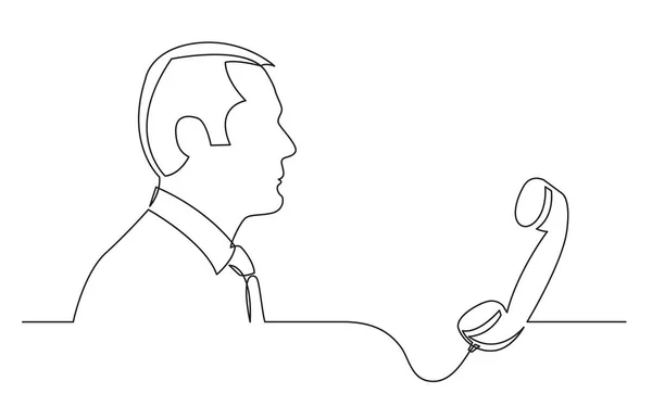 Homme Affaires Penser Aux Appels Téléphoniques Dessin Ligne Continue — Image vectorielle