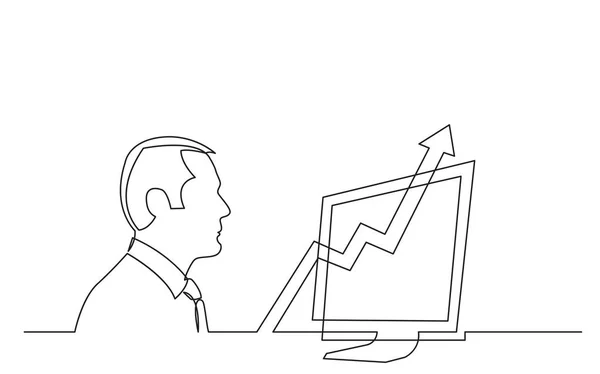 Business Man Thinking Work Productivity Continuous Line Drawing — стоковый вектор