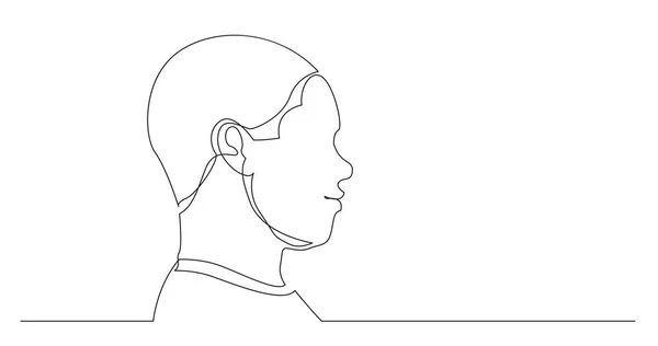 Profile Portrait Young Black Man Continuous Line Drawing White Background — Stockový vektor