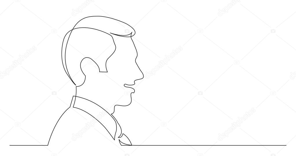 profile portrait of young talking businessman in tie