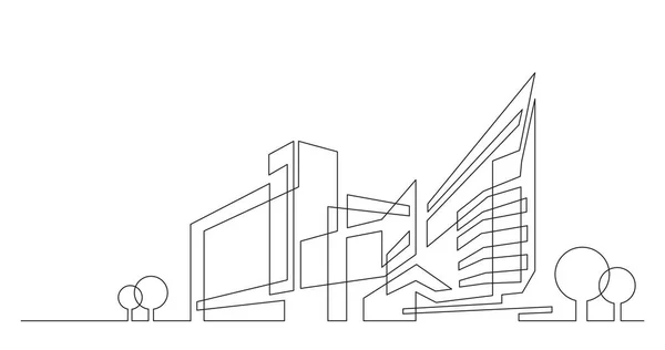 Architecture Abstraite Skyline Ville Avec Des Arbres Graphiques Vectoriels Ligne — Image vectorielle