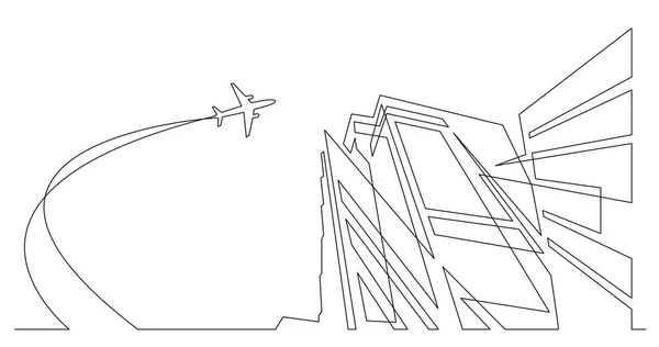 Architecture Abstraite Gratte Ciel Ville Avec Avion Dans Ciel Graphiques — Image vectorielle