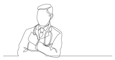 bir satır vektör düşünme hastane adam doktor çizim