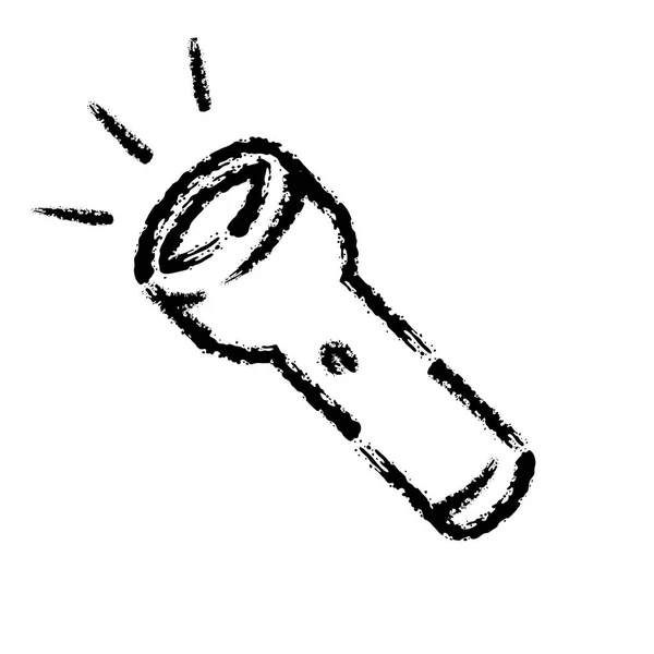 Pinselstrich Hand Gezeichnet Vektor Symbol Der Taschenlampe — Stockvektor
