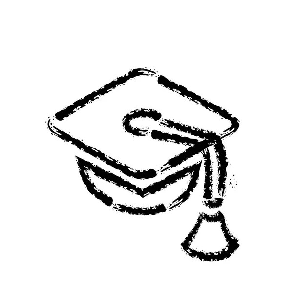 刷笔划手绘制的大学毕业帽矢量图标 — 图库矢量图片