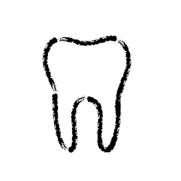 Escova Traço Mão Desenho Vetor Ícone Dente Dental —  Vetores de Stock