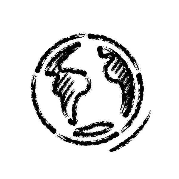 Pincelada Mano Dibujado Icono Vectorial Del Planeta Tierra — Vector de stock