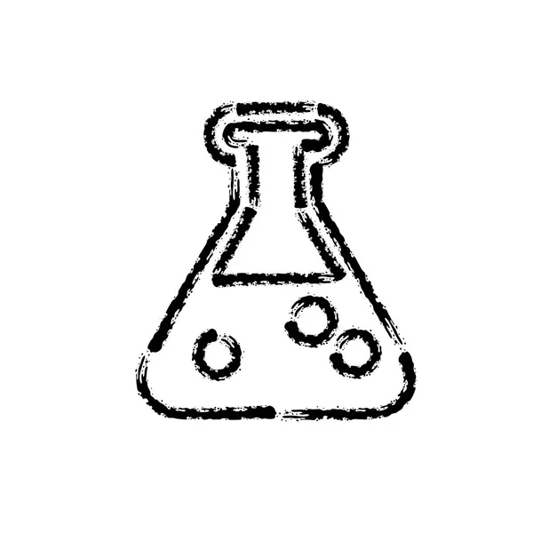 Pincelada Mano Dibujado Icono Vectorial Botella Laboratorio Químico — Vector de stock