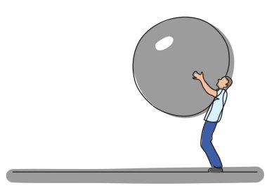 Ağırlık - tek çizgi çizme taşıyan adam