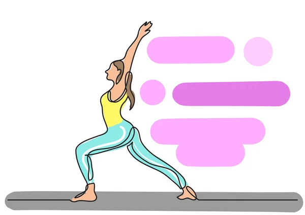 Disegno Una Linea Donna Che Yoga — Vettoriale Stock
