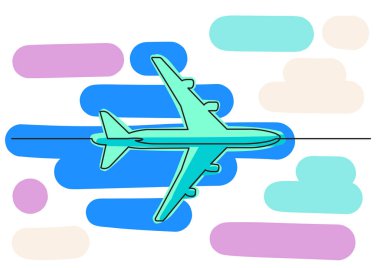 yolcu uçağı renkli arka plan ile bir çizgi çizme