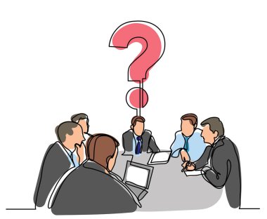 bir soru ile iş toplantı sürekli çizgi çizme