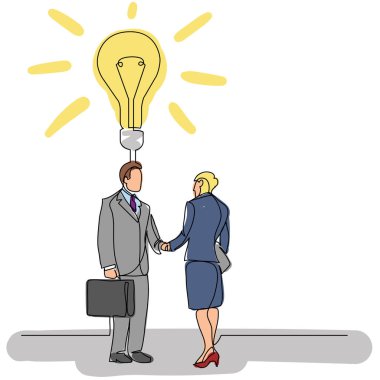 iş kişi fikri ile Toplantı sürekli çizgi çizme